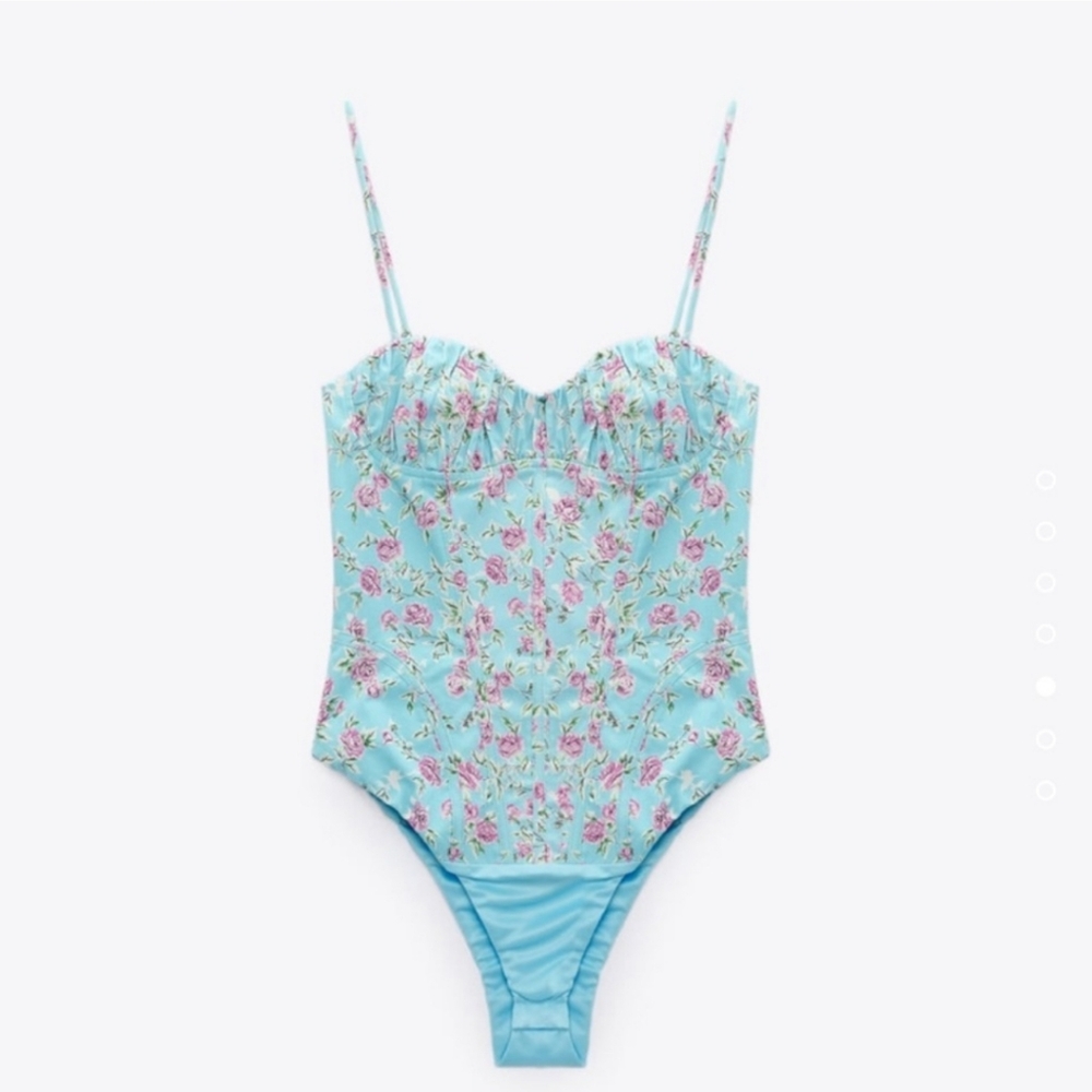 ZARA Floral Corset Bodysuit Sz S